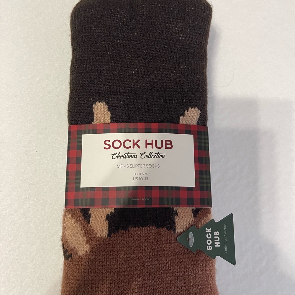 Sock Hub Christmas Collection Holiday Rudolph Slipper Socks Mens Sock Size 10-13 - Picture 2 of 4